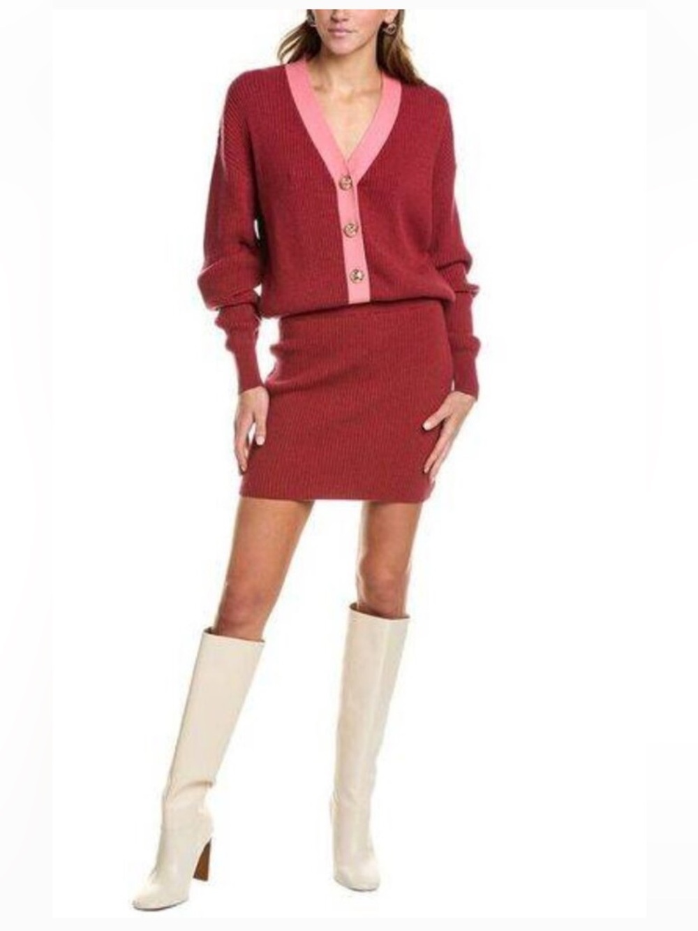 NWOT Ramy Brook Sz Sm Cashmere Blend Andrea Sweater Mini Dress in Caber 395$ USD